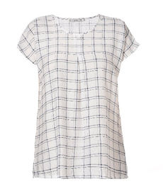 Customized Plus Size Checkered Shirt Stylish Loose Tops In Natural Linen Fabric