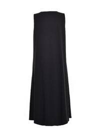 Black Color Women's Plus Size Long Straight Dresses Without Sleeve