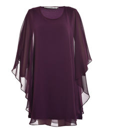 Black Or Purple Elegant Custom Women's Dresses Plus Size In Chiffon Quality With Wave Sleeve