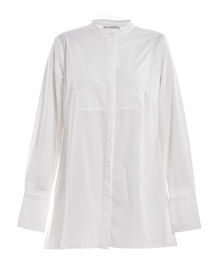 Ladies' White Long Shirt With Hidden Buttons In Placket Formal Wearing