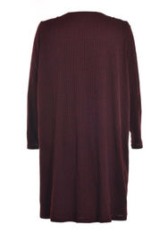 Claret Color Long Sleeve Midi Dress Plus Size For Women In Daily Wear