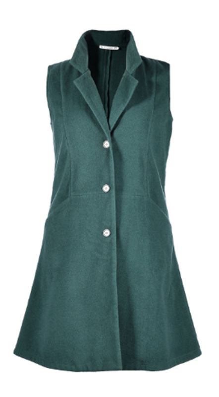 Lapel Collar Ladies Sleeveless Dress Coat With Buttons Slim Fit Cool Coat